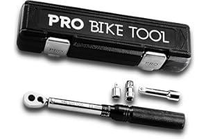 PRO BIKE TOOL Set di chiavi dinamometriche a clic da 3/8" da 10 a 60 Nm - Kit di manutenzione per bici da strada e mountain bike - Include adattatori da 1/2" e 1/4"