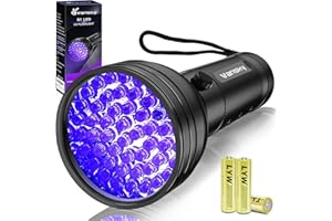 Vansky UV Schwarzlicht Taschenlampe mit 51 LEDs | UV Lampe Haustiere Urin-Detektor für Eingetrocknete Flecken Ihrer Hunde, Katzen und Nagetiere auf Teppichen, Vorhänge | inkl. 3xAA-Batterien
