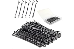 WAMZA 200 Pcs Black Bobby Pins with Storage Box Kirby Hair Grips (5.5cm/2.2 in) Hair Pins Good for All Types of Hair Styling Needs for Girls, Women, & Hair Salon