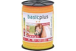 VOSS.farming Cinta conductora para Pastor eléctrico 200m, 20mm, 5x0,16 INOX, Amarillo-Naranja