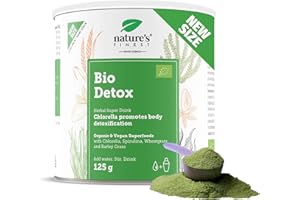 ‎NATURE'S FINEST BY NUTRISSLIM Nature's Finest BIO Detox Superfood Mix - Pulver zur Entgiftung des Körpers mit Hohem Protein, Ballaststoff, Eisen und Vitamin C - Vegan, 125 g