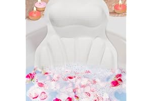 BOSSJOY Bath Pillow, 4D Luxury Bath Spa Pillow Neck and Back Support for Women Men Gifts, Cushion Pillow Non-Slip with Suction Cups, Fits All Bathtub, Hot Tub and Home Spa