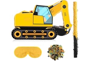 AORIHER Bau Muldenkipper Pinata Bau Pinata mit Augenbinde und Stock Bau Partyzubehör Traktoren Bagger Pinata für Jungen Kinder Bauwagen Geburtstag Dekoration (Bagger)