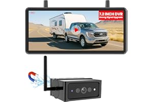 AUTO-VOX Magnetic Wireless Reversing Camera Kit: 7.2" 1080P HD DVR Recording Monitor, 1 Min Install Dual Antenna Motorhome Reverse Camera Kit, IP69K Waterproof with IR Night Vision for Caravan,Van