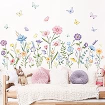 Supzone S Muraux Fleurs Papillons - Autocollant Mural Décoratif
