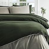 Duvetnova Duvet Cover for Bed 150 cm Olive/Beige, Super Soft Double Sided A/B Design with Zip, Oeko-Tex Certification 1 Duvet