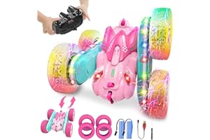 seveclotree Voiture Télécommandée Fille,Jouet Fille 3 4 5 6 7 8 9 10 Ans,2.4GHz 4WD 360°Rotation RC Voiture avec Lumière,Extérieur Jouet Cadeau pour Garçon Fille 3-12 Ans