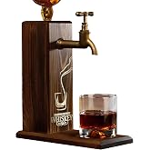Bk Gift Natural Wooden Drink Stand with Custom Whiskey Printed Faucet, Drink Fountain, Birthday Gift, Home Gift, Beverage Dispenser