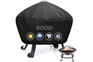 MaxAwe Feuerschalen Abdeckung, 600D Oxford-Gewebe PVC Rund Grillabdeckung 77x31cm, Feuerstelle Abdeckhaube mit Reflektierend Griffe, Feuerschalen Schutzhülle Wasserdicht Winddicht UV-Beständiges