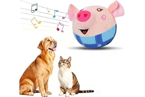BomKra Active Moving Pet Plush Toy,Interactive Dog Toys,Talking Moving Dog Toy,Washable Cartoon Pig Sound Bouncing Dog Toy,Shake Bounce Boredom Toys for Dogs,Cats,Small and Medium Dogs