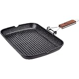WECOOK! Ecochef Titanio Bistecchiera Ondulata, Induzione, 34x24cm, Antiaderente QUANTANIUM Ecologico senza PFOA, Alluminio Fu