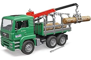 bruder 02769 - MAN Transport de bois Camion avec grue de chargement et 3 troncs d'arbre, Transport de bois, Camion