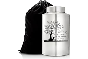 GREDSTAR Cremation Memorial Urn Tree of Life Large Urns for Human Ashes Adult Burial Urns for Ashes Family Tree Cremation Urns Funeral Decorative Urns with Black Velvet Bag,Still Loved, Still Missed