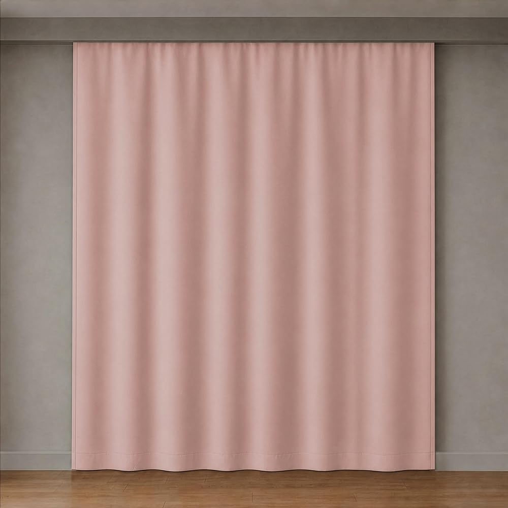EYPER Blackout Karartma Fon Perde, Siparişe Özel Dikim | Gündüz Bile Karartır, Isı Yalıtımlı Tek Kanat | Düz Kornişe Hazır | Pudra (Pembe), 225 cm Genişlik x 200 cm Uzunluk