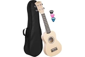 CASCHA Sopran Ukulele Set für Kinder und Erwachsene I Starter Kit Mit 3 Plektren, Tasche, Aquila Saiten I Kleine Hawaii Gitarre für Anfänger und Fortgeschrittene I Cream HH 3967