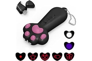 FYNIGO Interactive Cat Toys for Indoor Cats Adult and Kitten,7 in 1 Rechargeable Cat Teaser Wand Toy with 5 LED Light Patterns,Latest Safety Pet Toys