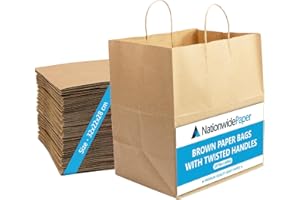 Nationwide Paper 30pcs Extra Large Plus Brown Paper Bags with Handles, Gift Bags DIY, Sweet Bag with Strong Twisted Handle for Party, Thanksgiving, Christmas, Birthday, Wedding (32x22x28cm)