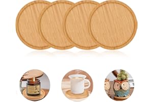 AIVORO 4 Piezas Posavasos Madera, Portavelas Redondo, Posavasos Redondo, Portavelas Bautizo, Portavelas Madera Natural para Decoración de Mesa, Posavasos, Comunión, Bautizo (Ø 9 cm)