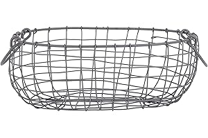 Esschert Design - Cestino ovale in filo metallico, L = 33,9 cm, decorazione da giardino