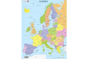 Larsen A8 Europa Politische Karte für jüngere Kinder, Schwedisch Ausgabe, Rahmenpuzzle mit 37 Teilen