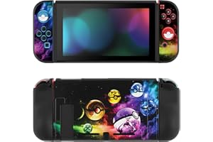 DLseego Coque Compatible avec la Switch, Étuis de Protection en TPU Souple pour la Switch, avec 2 Housses Souples pour Le Joycon et 4 Thumb Grip Caps,éléments de Jeux Anime, Boules d'elfes