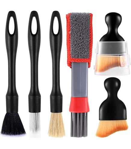 Kit De Nettoyage Voiture 7 Pièces - Brosses Jantes, éponges, Sac De Rangement - Pour Lavage Intérieur Et Extérieur