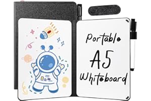 AGM A5 Mini Whiteboard, Double Sided Portable Dry Erase Board with Pen, for Study, Meeting,Doodling-Black