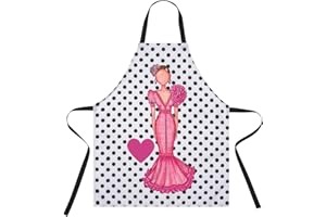 IllustrArte Delantal cocina mujer con diseño flamenco – 100% poliéster lavable – 78x65 cm – hecho en España