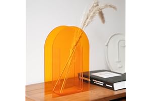 ‎BEYLAB BEYLAB Acryl Vase Moderne Design Aesthetic Room Decor, Transparent Unzerbrechlich Retro Dekoration Acrylic Art Vase deko Schlafzimmer, Wohnzimmer Tisch büro - Sunset Orange