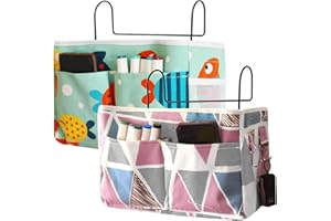 Bncxdc Bedside Organiser, Bedside Caddy, Bedside Hanging Storage Bag, 2PCS Bedside Storage Pocket With Hooks, Dormitory Bed Organiser Caddy Desktop Storage Rack for Headboards Bunk Beds Dorm Rooms, B