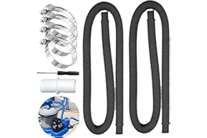 MINXIN 2Pcs tuyau piscine 32mm, avec 4 Clips de Sécurité Métalliques, 150cm Tuyau de Rechange pour Piscine, pour d'aspiration et Tuyau de Pompe, Noir