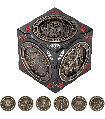 Spinner De Roulette Pour Dés DND - D20 Métallique Avec Design Dragon - Coffret Cadeau Pour Jeux De Rôle (Dungeons & Dragons)