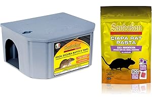 SANDOKAN Combo Contenitore Esca Sicura Topi + Chaparat Pasta Esca Topicida 150g - Veleno per Topi Sicuro e Efficace per Controllo Roditori