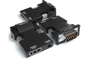 ‎JAMEGA JAMEGA – HDMI auf VGA Adapter 3er Pack 1080P HDTV mit Audio Übertragung Konverter | 3,5mm Audioanschluss | HDMI Buchse zu VGA Stecker für PC, Laptop, Monitor, Beamer UVM.