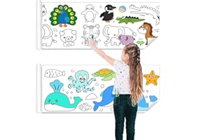 LANYOTA Malpapier für Kinder, 2Pcs 300 * 30cm Zeichenrolle Papierrolle, DIY Malpapier Sticky Farbe Füllpapier für Kinder Craft, Drawing Paper Roll for Mädchen und Jungen, Tier und Ozean (2PC)