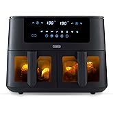 Tower T17151 Vortx Dual Basket Air Fryer with Vizion Viewing Windows, 9 Preset Functions, 8L, 3040W, Black