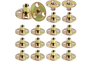 ComPDCVD 18 Pièces M8 Écrou de Bride à 3 Trous Écrous en T Écrou à Bride Écrous en T à Base Ronde 3 Trou en Brad Zingué Meubles Matériel pour la fixation de meubles de connexion