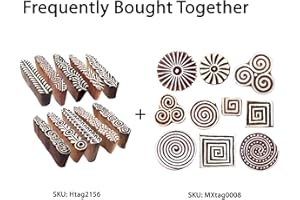 Royal Kraft Wooden Stamps – Mehndi Print Blocks (Set of 10) & Geometric Pattern Stamps (Set of 10) for Block Printing on Saree Border, Fabric, Textile, Clay, Pottery, Tattoo & DIY Crafts Bulk01_20