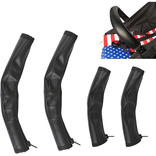 Baby Stroller Handlebar Covers - 2 Pcs Black Waterproof Grip Sleeves For Pushchair, Pram, Buggy Handles