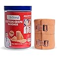 Dr.Trimp Cotton Crepe Bandage 8cm X 4mtr with Flexible Clips | Pain Relief Garam Patti for Injury & Muscle Compression | Ideal for Hand, Leg, Wrist, Knee, Ankle, Thigh | Pack of 1