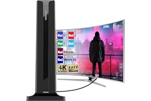 SZKALAK Antenna TV Interna per Segnale Digitale – Antenna con Base Magnetica 360° Ricezione, Compatibile con Tutti i Televisori 8K/4K/1080P, Facile da Installare su Tavolo o Finestra, Cavo Coassiale 3 Metri