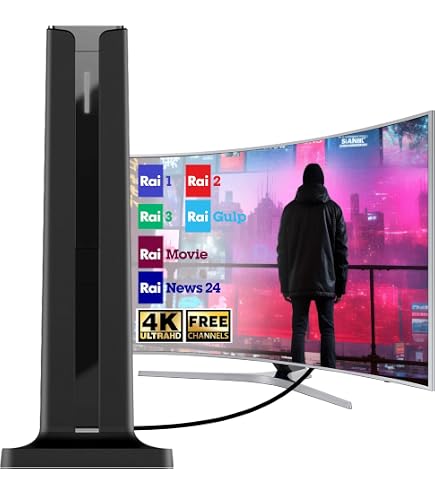 Antenna TV Interna Amplificata 2025 - Ricezione Fino A 500 Km, 360 Gradi, Doppio Amplificatore, HD Gratis