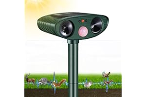 PEHTIY Ultrasonic Cat Repeller, Solar Powered Animal Scarer Repellent Cat Deterrents for Gardens with PIR Motion Sensor, Waterproof Animal Deterrent Pest Repeller for Cats, Dogs, Wild Animals