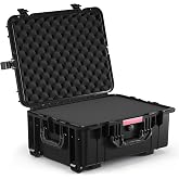 VEVOR Waterproof Rigid Case 573 x 450 x 277 mm with Swivel Wheels and Retractable Handle, IP67 Waterproof Protective Case wit
