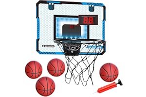 AILRINNI MINI Basketball Hoop Indoor - Basketball Hoop for Kids Wall Mounted, Basketball Hoop for Bedroom with 4 Balls, Basketball Accessories for Teen Boy Gifts Toys for 8-12