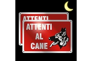 Goodvia Attenti al Cane Cartello Alluminio 20x30cm, Attenzione al Cane Cartelli in Metallo Riflettente, Targhetta Attenti al Cane Durevole, Impermeabili e Protezione UV Sono Adatti per Esterno