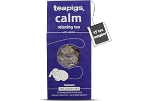 teapigs Calm Herbal Tea Bags - Whole Leaves & Flowers - Caffeine-Free Nighttime Blend for Sleep, Relaxation & Digestive Comfort - Eco-Friendly & Soothing - 15 Biodegradable Tea Temples (1 Pack)