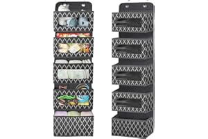 VERONLY Hängeorganizer Tür Organizer Hängend Bad, Hängeaufbewahrung mit 5 Große Taschen mit Fenster und 2 Metallhaken, Hängeregal für Kinderzimmer Schlafzimmer Büro Badezimmer