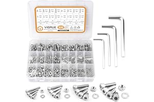 ‎VIGRUE VIGRUE 520PCS M3 M4 M5 M6 A2-70 Edelstahl-Sechskopf-Knopf Schrauben Edelstahlschrauben Innensechskant Maschinenschrauben Schraube Muttern und Unterlegscheiben Sortiment Kit mit Aufbewahrungsbox