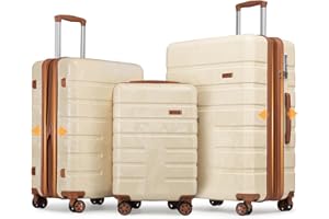 Sea choice Luggage Set 3 Piece Expandable Scratch Resistant Suitcase Expandable Luggage Travel Suitcase Set Hard Shell with Brake Caster Spinner Wheels